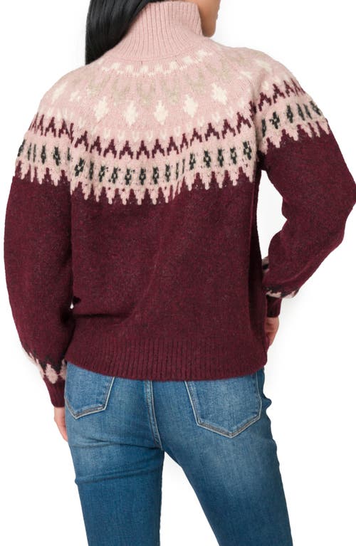 Gibsonlook Fair Isle Mock Neck Sweater In Multi
