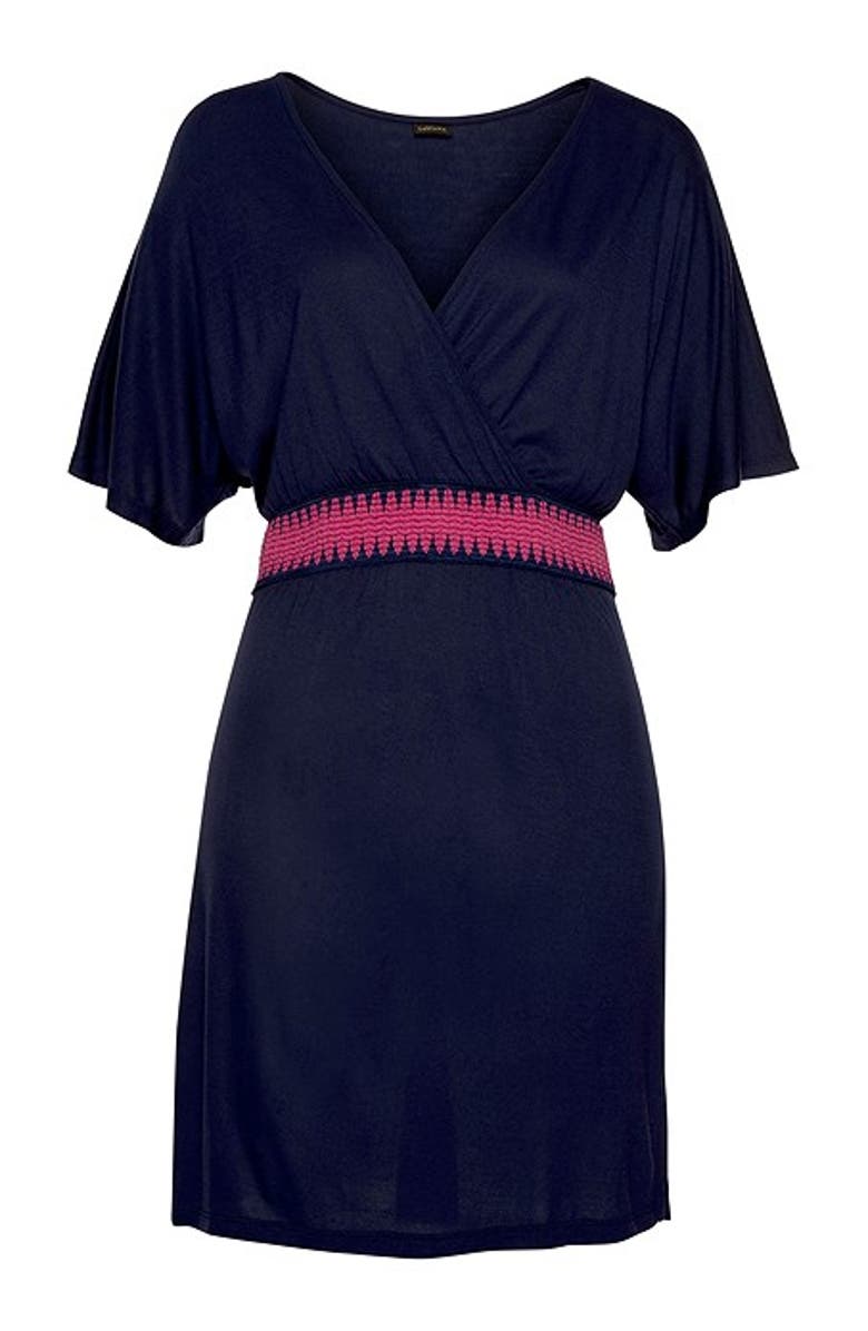 LASCANA Women's Wrap Look Dress, Alternate, color, Navy