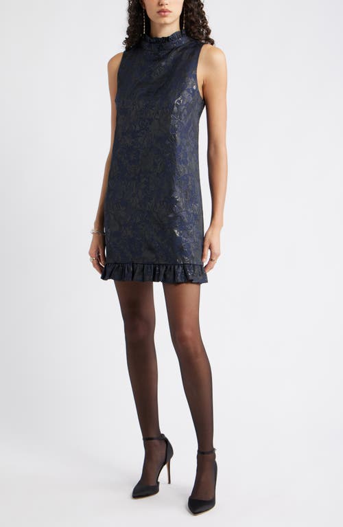 Chelsea28 Bow Back Floral Brocade Minidress in Navy Multi Brocade  product