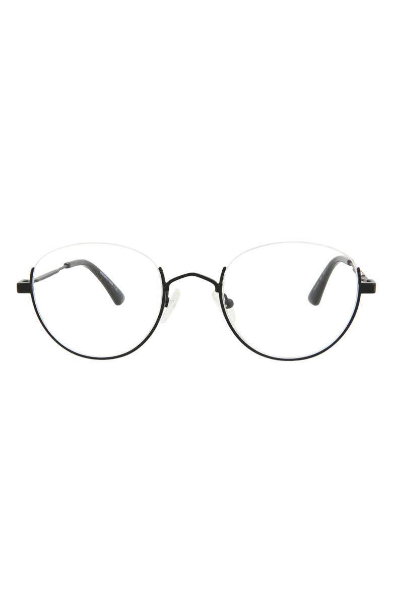 McQueen 50mm Core Half Rim Optical Glasses, Main, color, Black Black Transparent