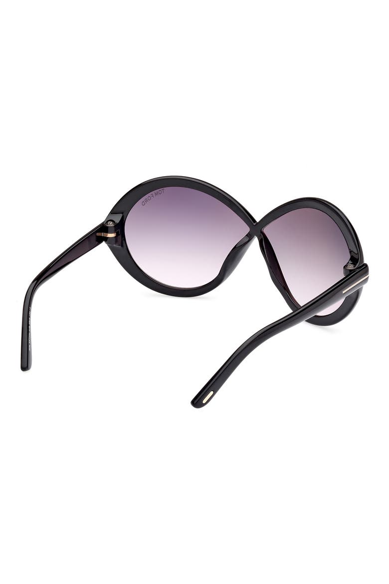 68mm Gradient Butterfly Sunglasses, Alternate, color, SHINY BLACK / GRADIENT SMOKE