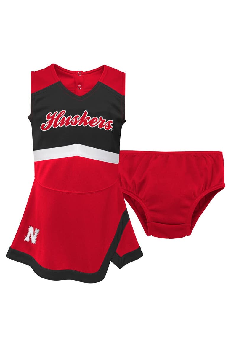 Girls Toddler Scarlet Nebraska Huskers Cheer Captain Dress & Bloomers Two-Piece Set, Main, color, Scarlet