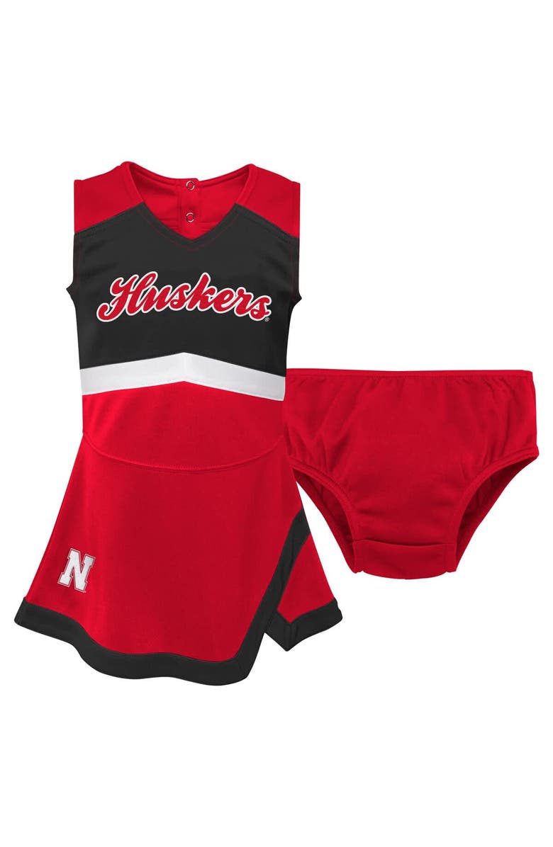 Outerstuff Girls Toddler Scarlet Nebraska Huskers Cheer Captain Dress & Bloomers Two-Piece Set, Main, color, Scarlet