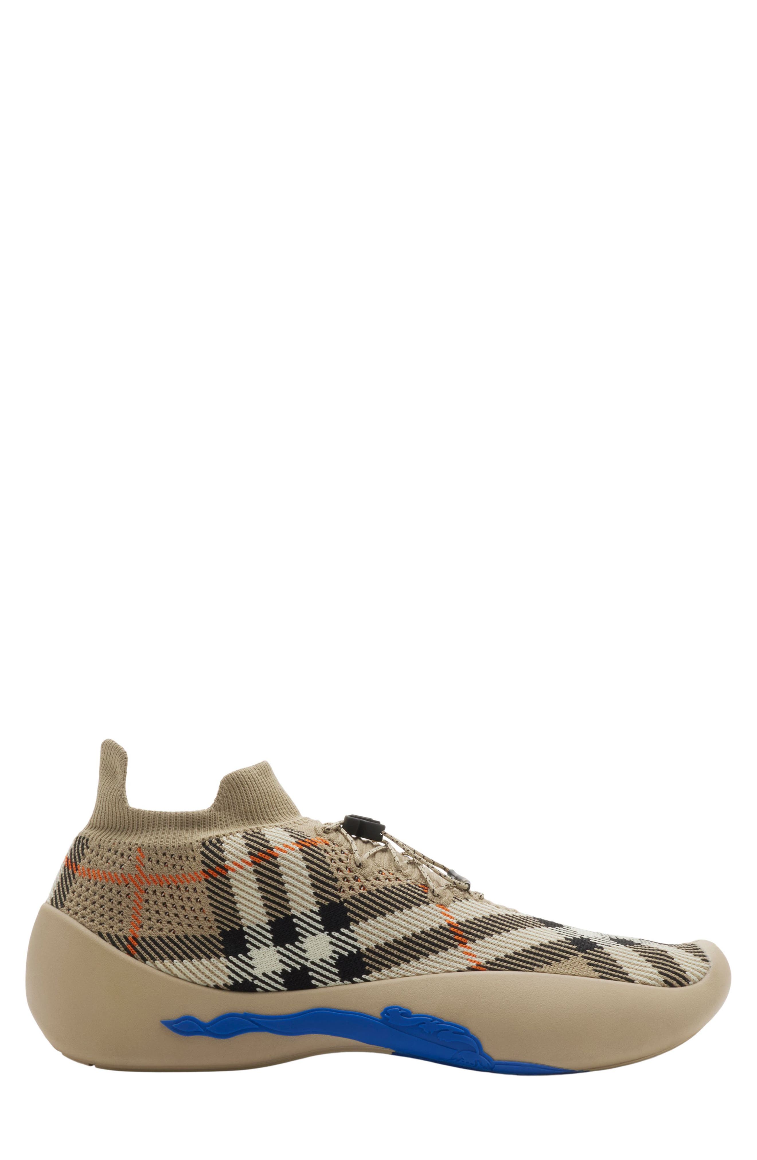 Burberry Neptune Check Knit Sneaker, Main, color, Sand Ip Check