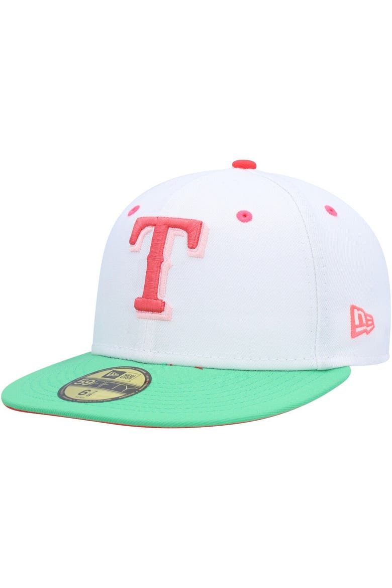 Men's New Era White/Green Texas Rangers 40th Anniversary Watermelon Lolli 59FIFTY Fitted Hat, Alternate, color, White