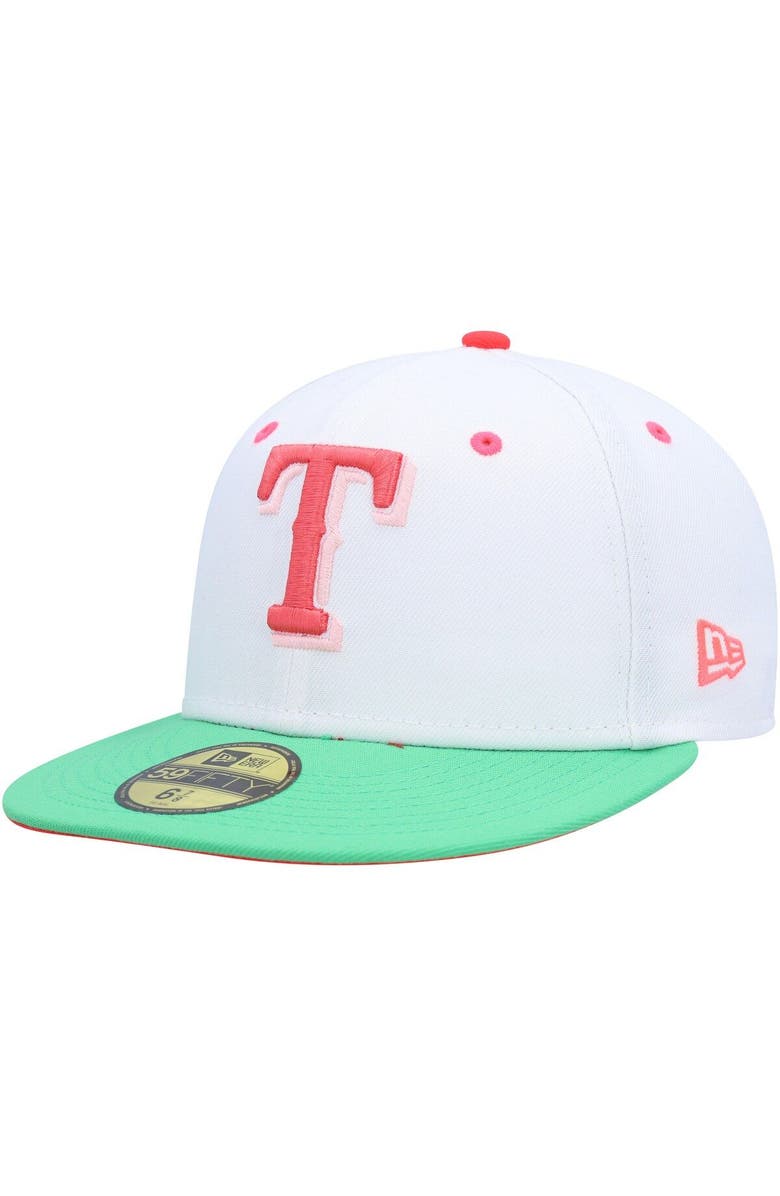 New Era Men's New Era White/Green Texas Rangers 40th Anniversary Watermelon Lolli 59FIFTY Fitted Hat, Alternate, color, 