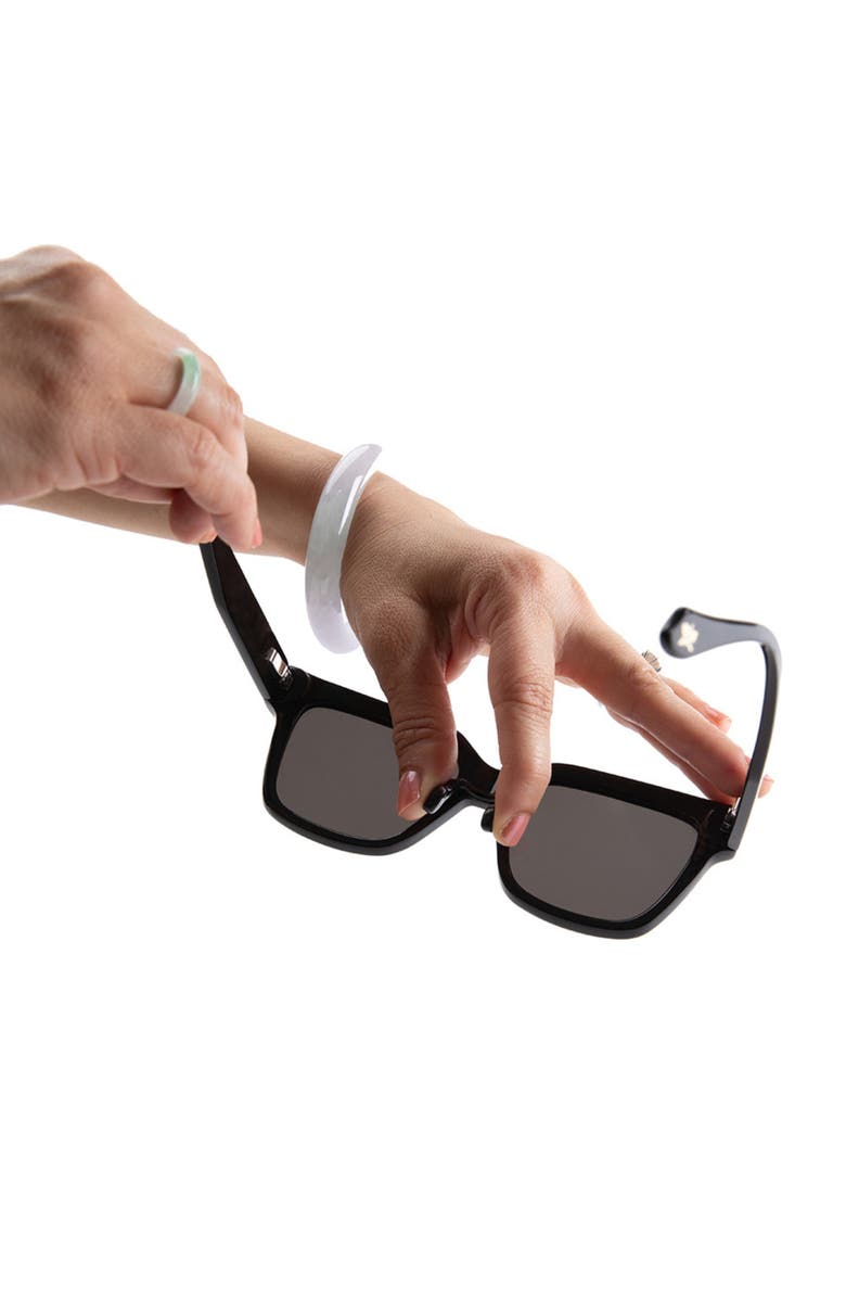 Mohala Eyewear Hana 55mm ContourBridge<sup>™</sup> Wide Width Polarized Square Sunglasses, Alternate, color, Black Lava / Gray Lenses