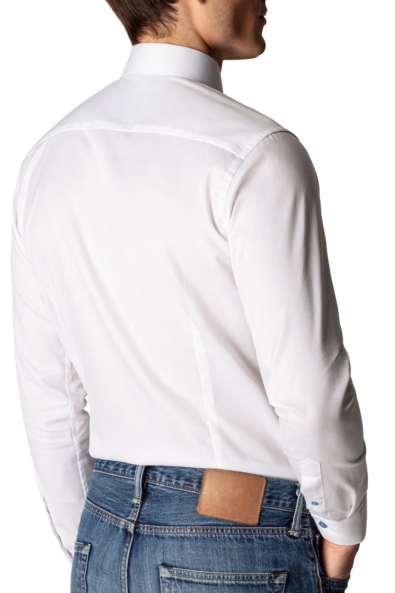 Signature Contemporary Fit Cotton Twill Dress Shirt, Alternate, color, WHITE