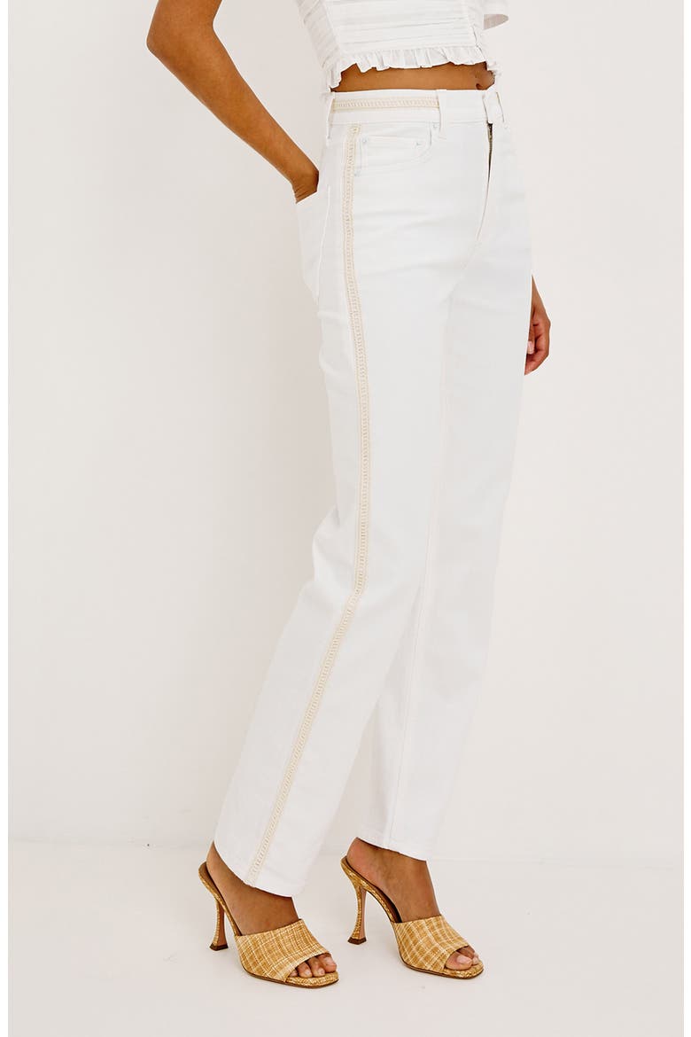 Topanga Embroidered Detail High Waist Jeans, Alternate, color, SALT WHITE BRAIDED