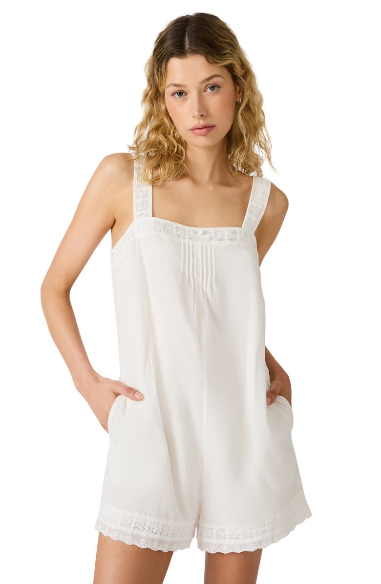 Steve Madden Odelle Sleeveless Tie Waist Romper, Alternate, color, Antique