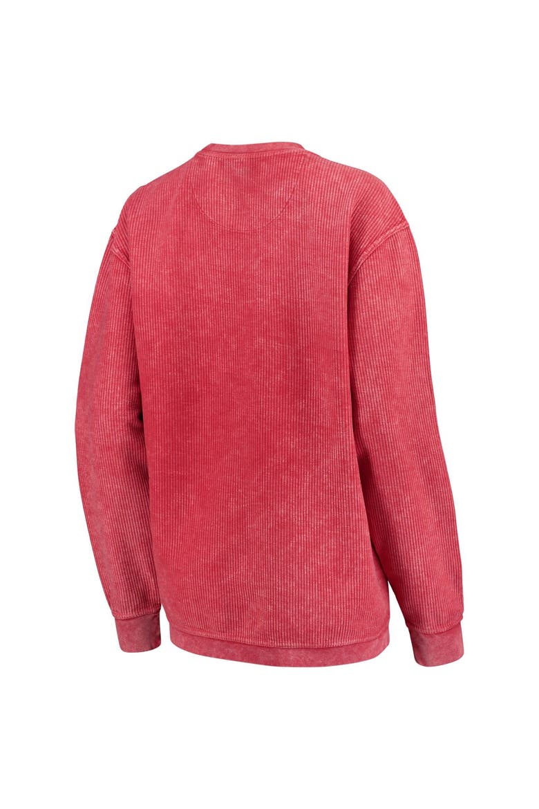 Women's Pressbox Scarlet Nebraska Huskers Comfy Cord Vintage Wash Basic Arch Pullover Sweatshirt, Alternate, color, Scarlet