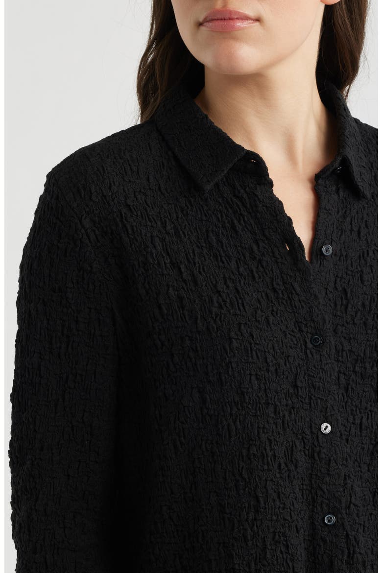 Classic Collar Stretch Organic Cotton Blend Button-Up Shirt, Alternate, color, BLACK