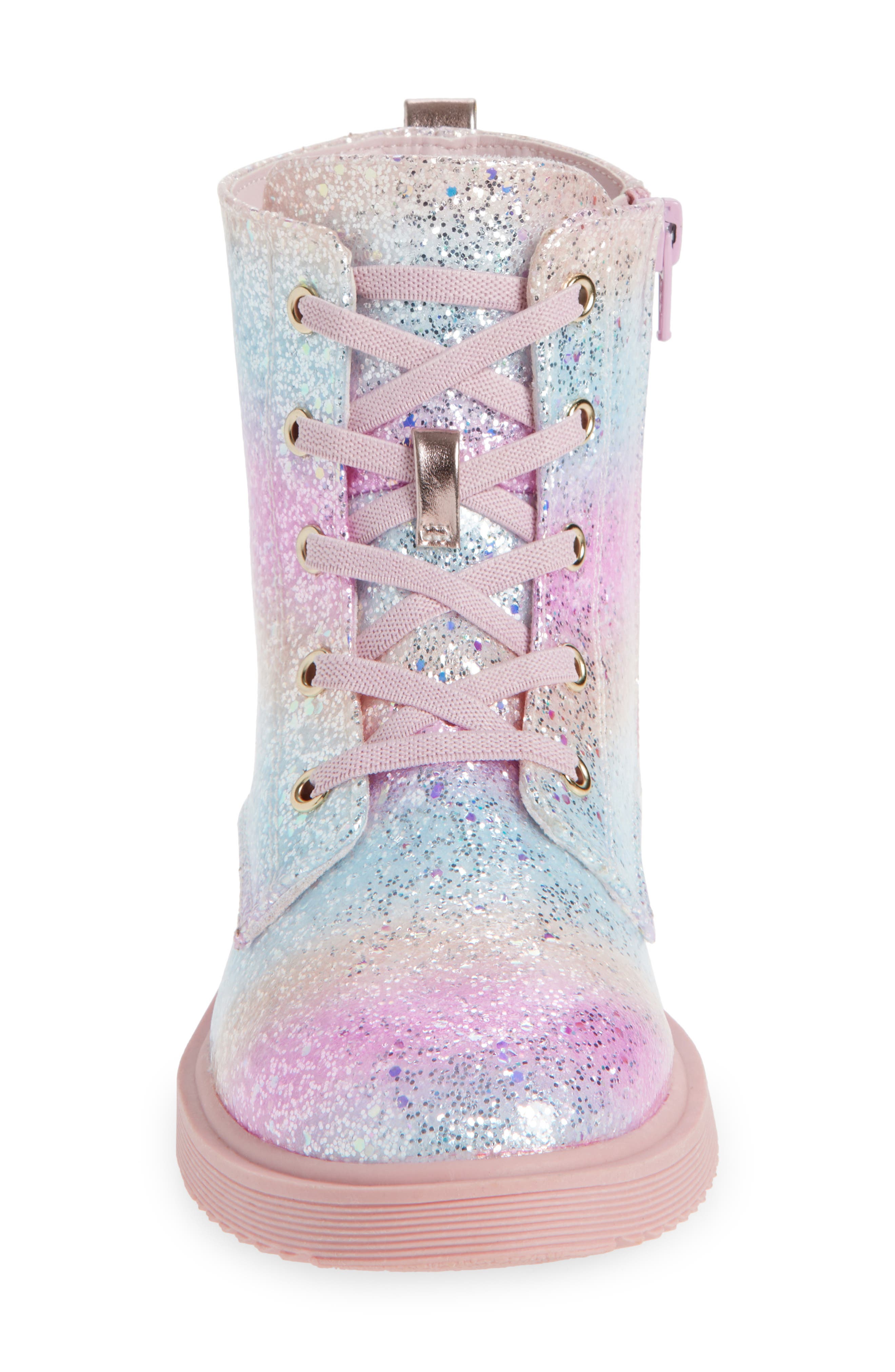 Harper Canyon Kids' Farrah Combat Boot, Alternate, color, Rainbow Glitter