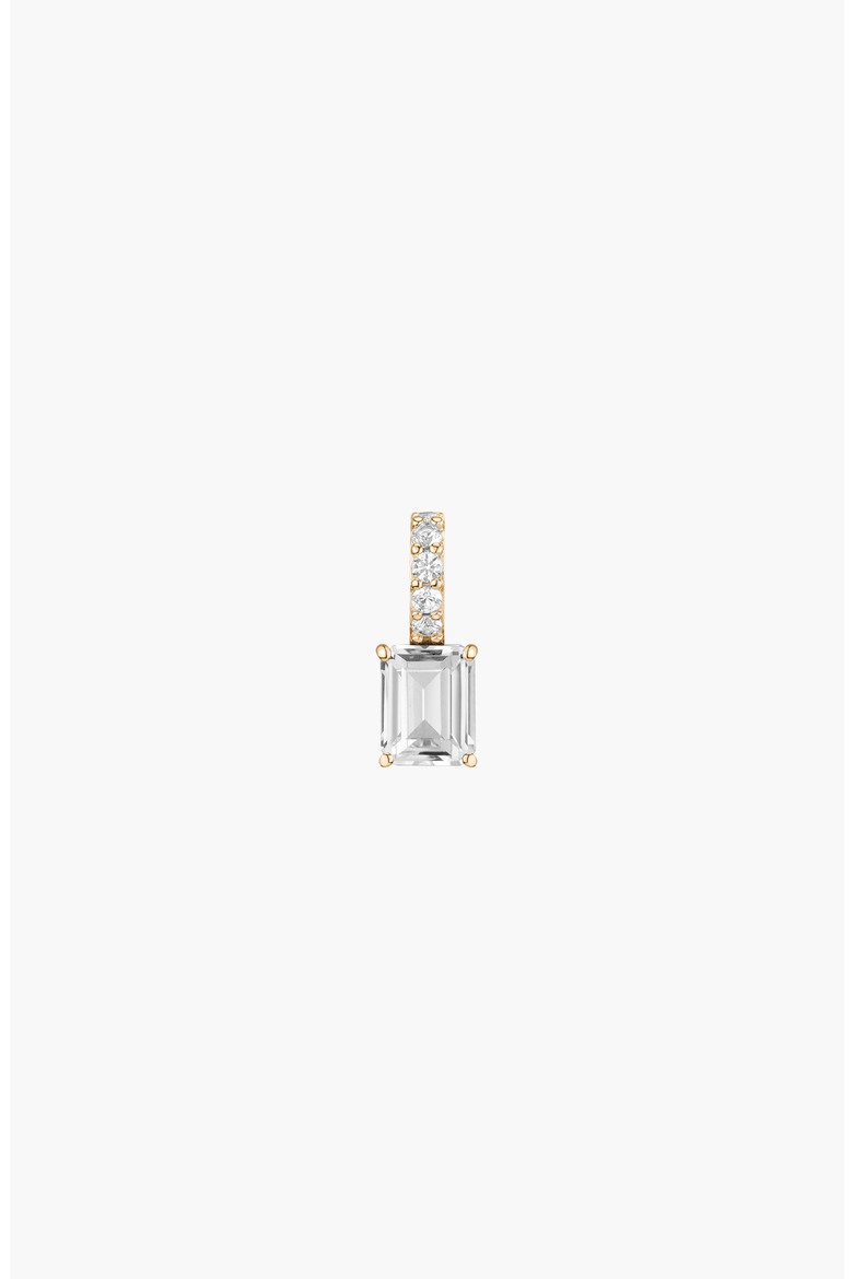 Emerald Cut Tennis Charm Pendant, Main, color, Yellow Gold / White Sapphire