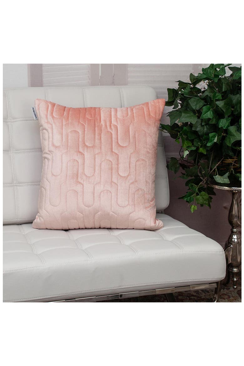Basil Quilted Velvet Throw Pillow, Alternate, color, PINK