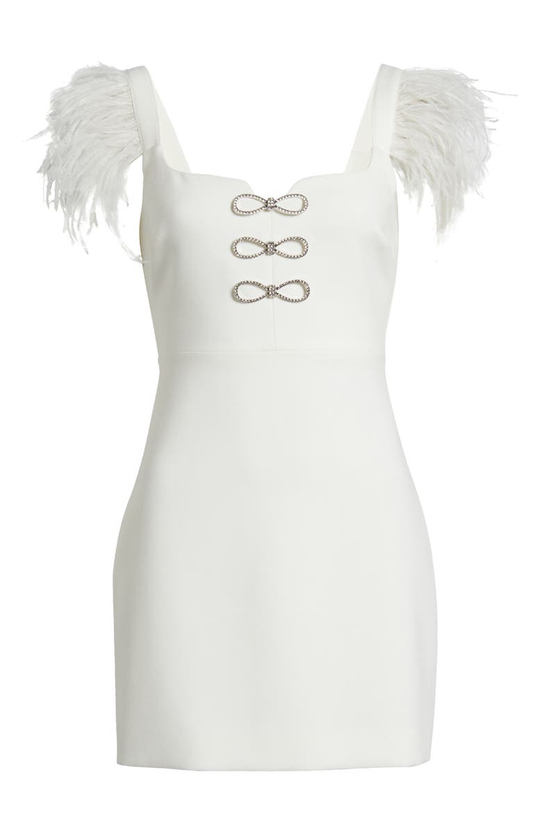 LIKELY Rhinestone Bow Detail Feather Sleeve Cocktail Minidress, Alternate, color,