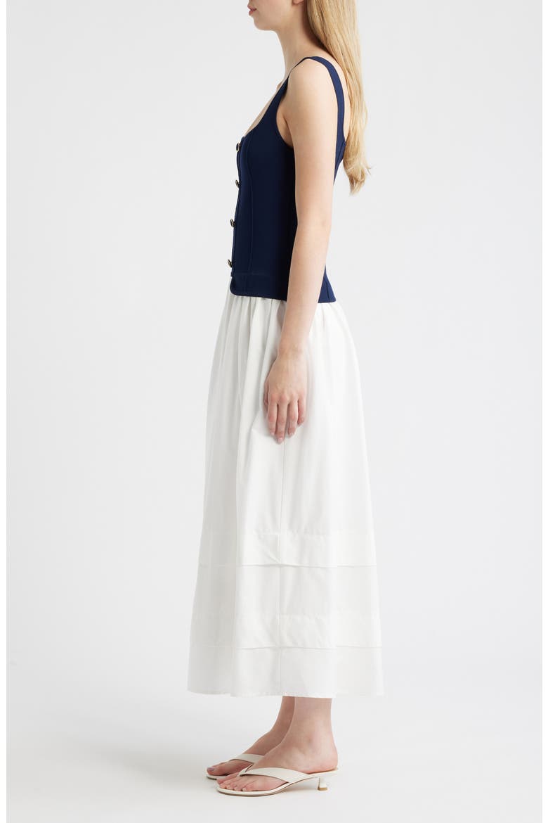 Mixed Media Midi Dress, Alternate, color, NAVY