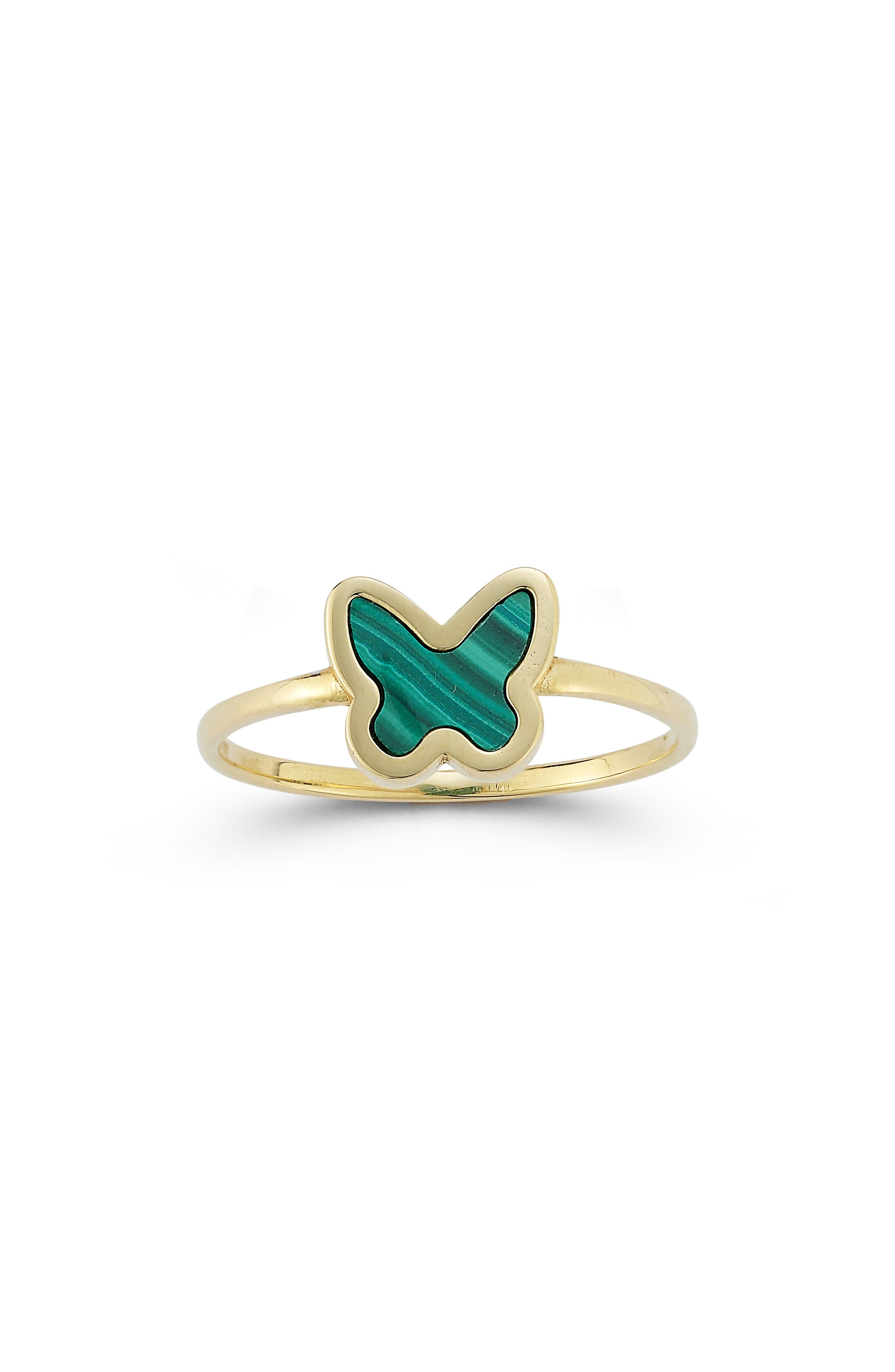 Ember Fine Jewelry 14K Gold Butterfly Malachite Ring