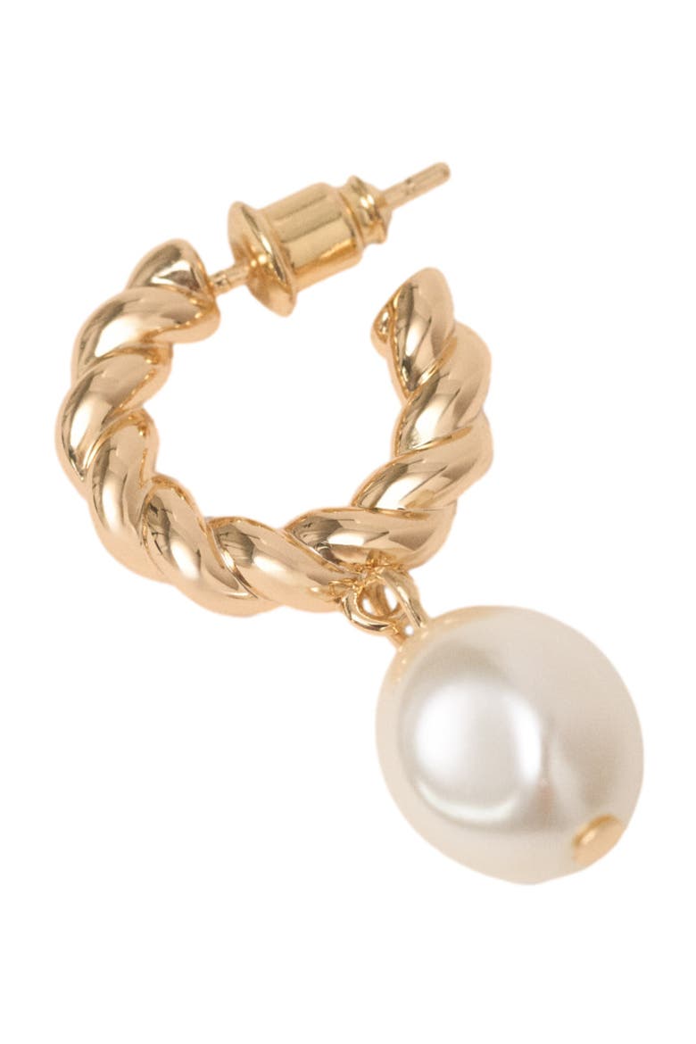 Twisted bead hoop earrings, Alternate, color, Gold