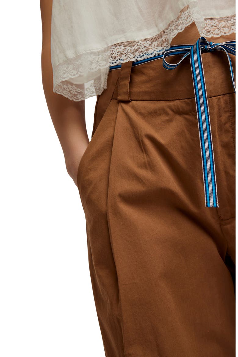 Buckle Belt Cotton WIde Leg Pants, Alternate, color, TOBACCO COMBO