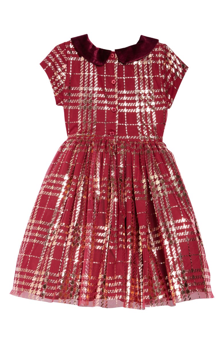 Pippa & Julie Kids' Metallic Plaid Dress, Alternate, color, 