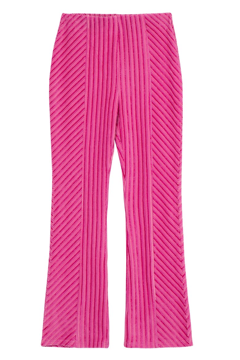Kids' Rib Velour Flare Pants, Alternate, color, DARK PINK