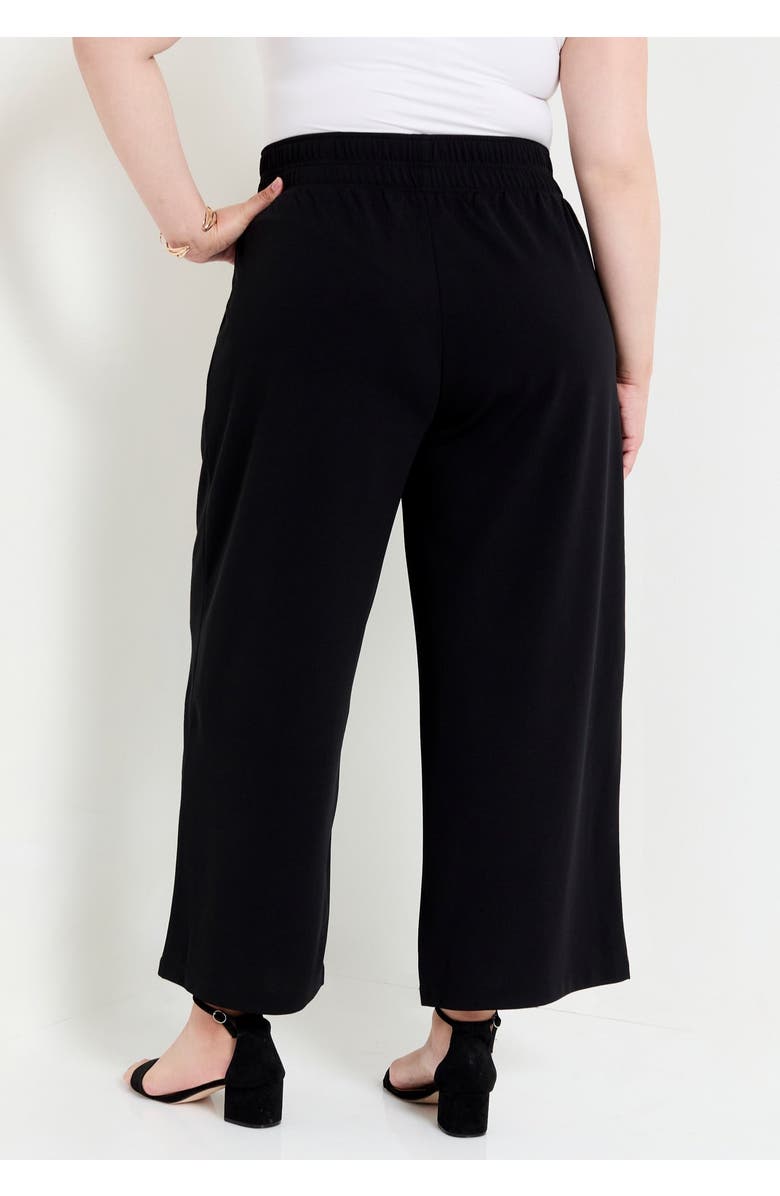June + Vie Cropped Wide-Leg Knit Pants, Alternate, color, Black Onyx