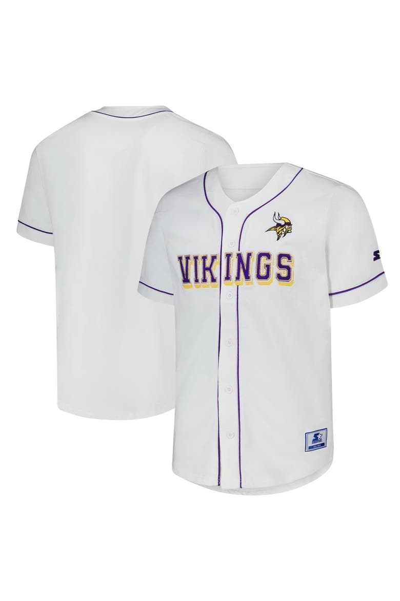 Men's Starter  White Minnesota Vikings Relay Full-Button Baseball Jersey, Alternate, color, White