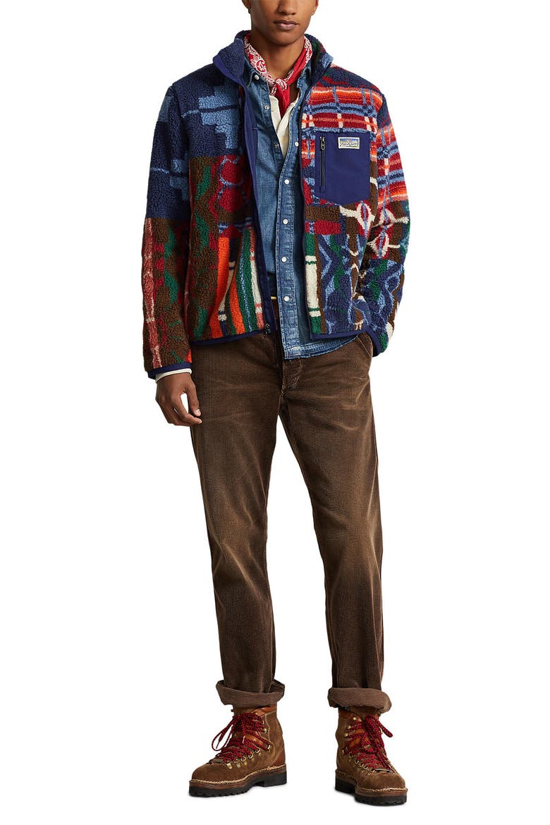 High Pile Jacquard Fleece Zip Jacket, Alternate, color, PINELODGE PATCHWORK