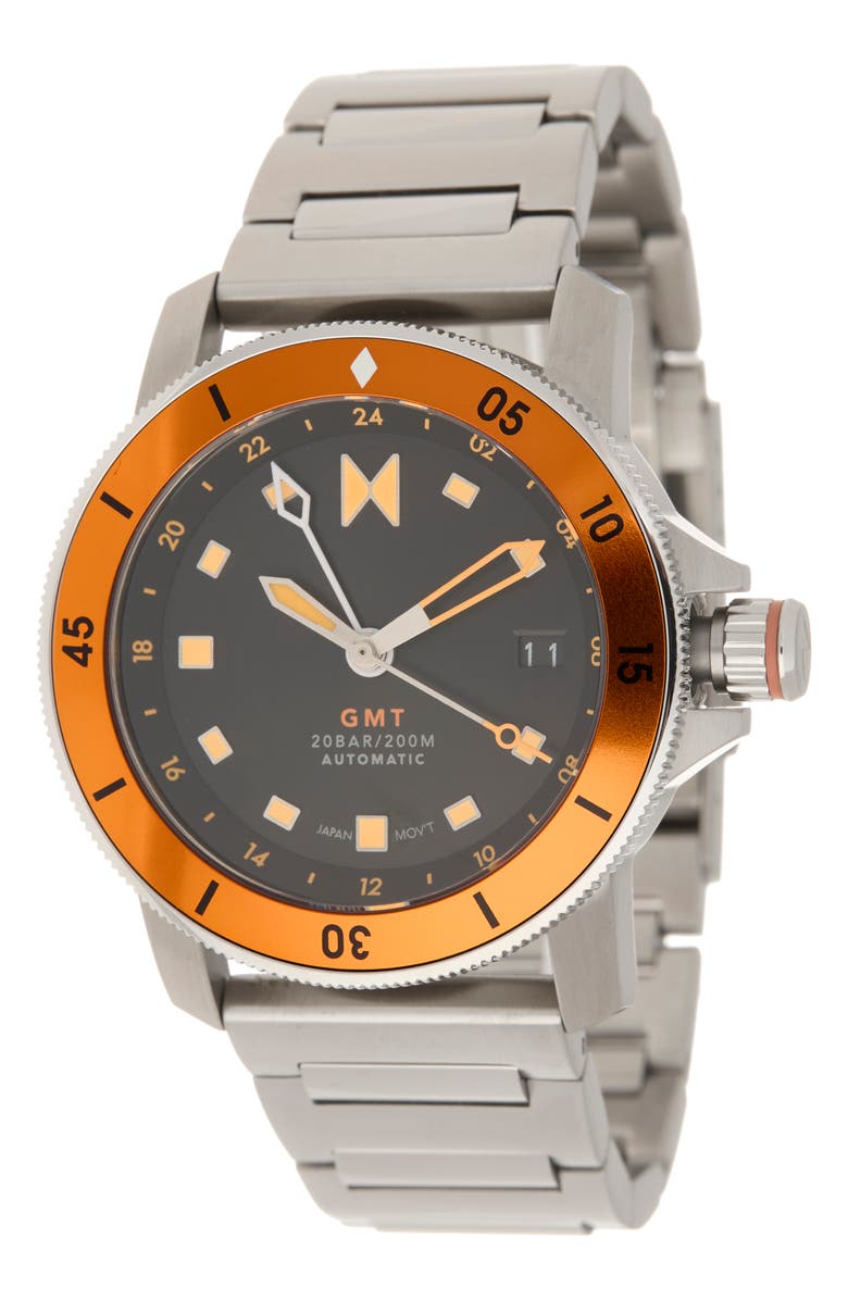 MVMT Cali Diver Automatic GMT Watch, 40mm, Main, color, Silver/Silver