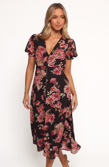 Logen Floral Puff Sleeve Midi Dress