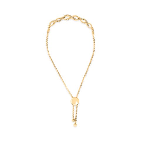 Gold Vermeil Diamond Accent Infinity Sign Lariat Bolo Bracelet