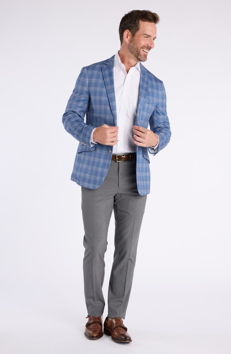 SAVILE ROW CO Shoreditch Slim Fit Blue Plaid Knit Sport Coat, Alternate, color, Blue