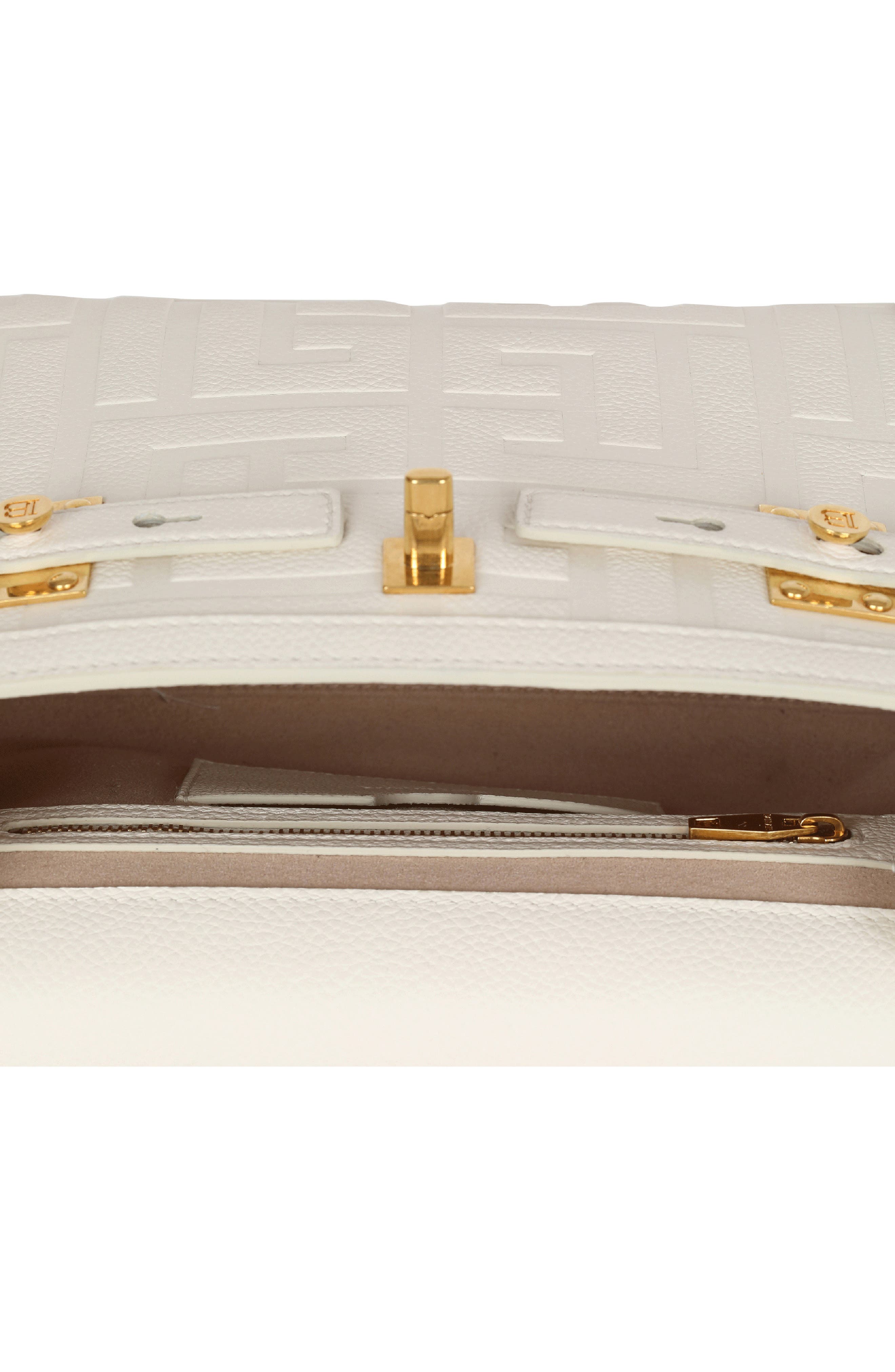 Balmain B-Buzz 23 Monogram Leather Top Handle Bag, Alternate, color, 