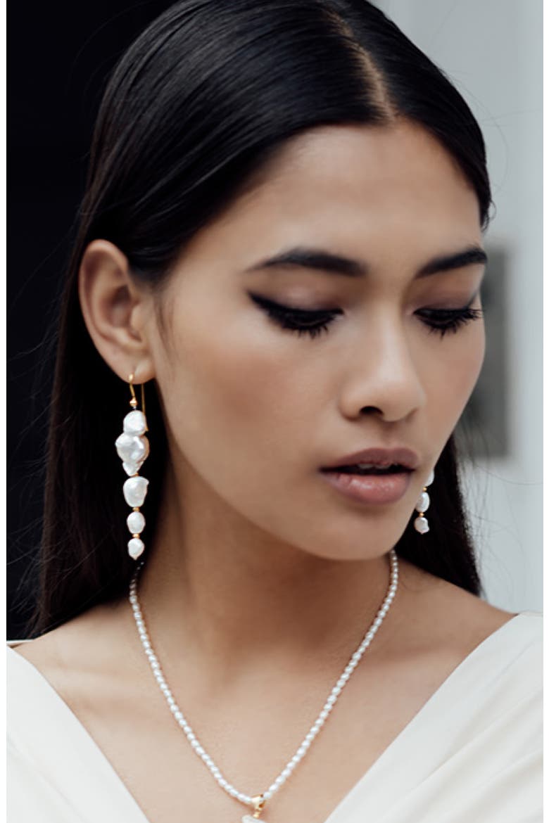 Large Baroque Pearl Drops, Alternate, color, Gold