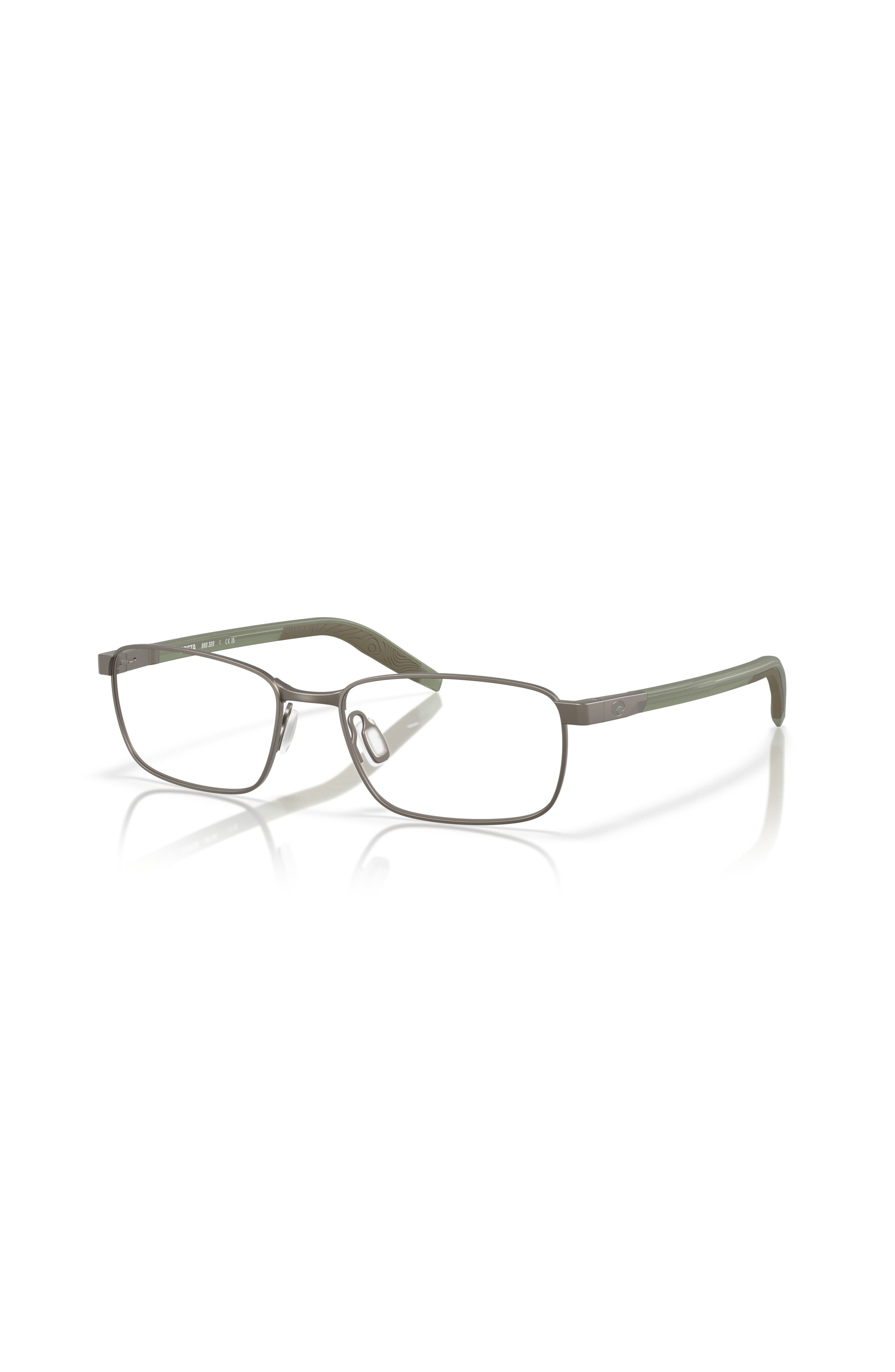 Costa 53mm Rectangle optical glasses in Silver/Green 