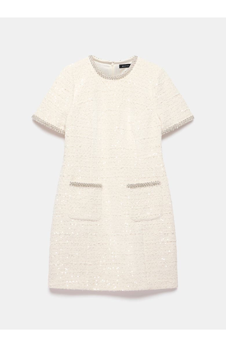 MINT VELVET Sequin Boucle Mini Dress, Alternate, color, Cream