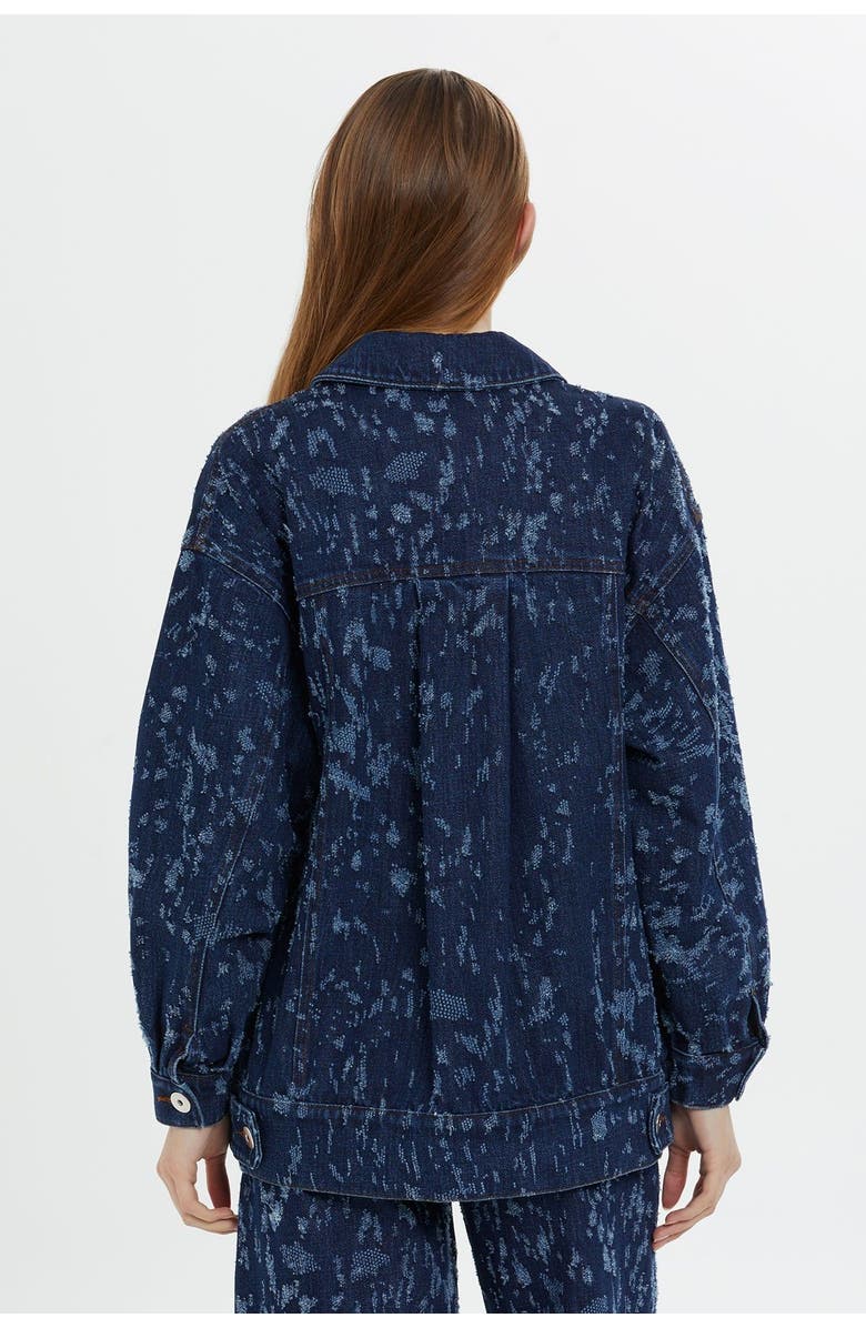 Gizia Patterned Navy Jean Jacket, Alternate, color, Navy