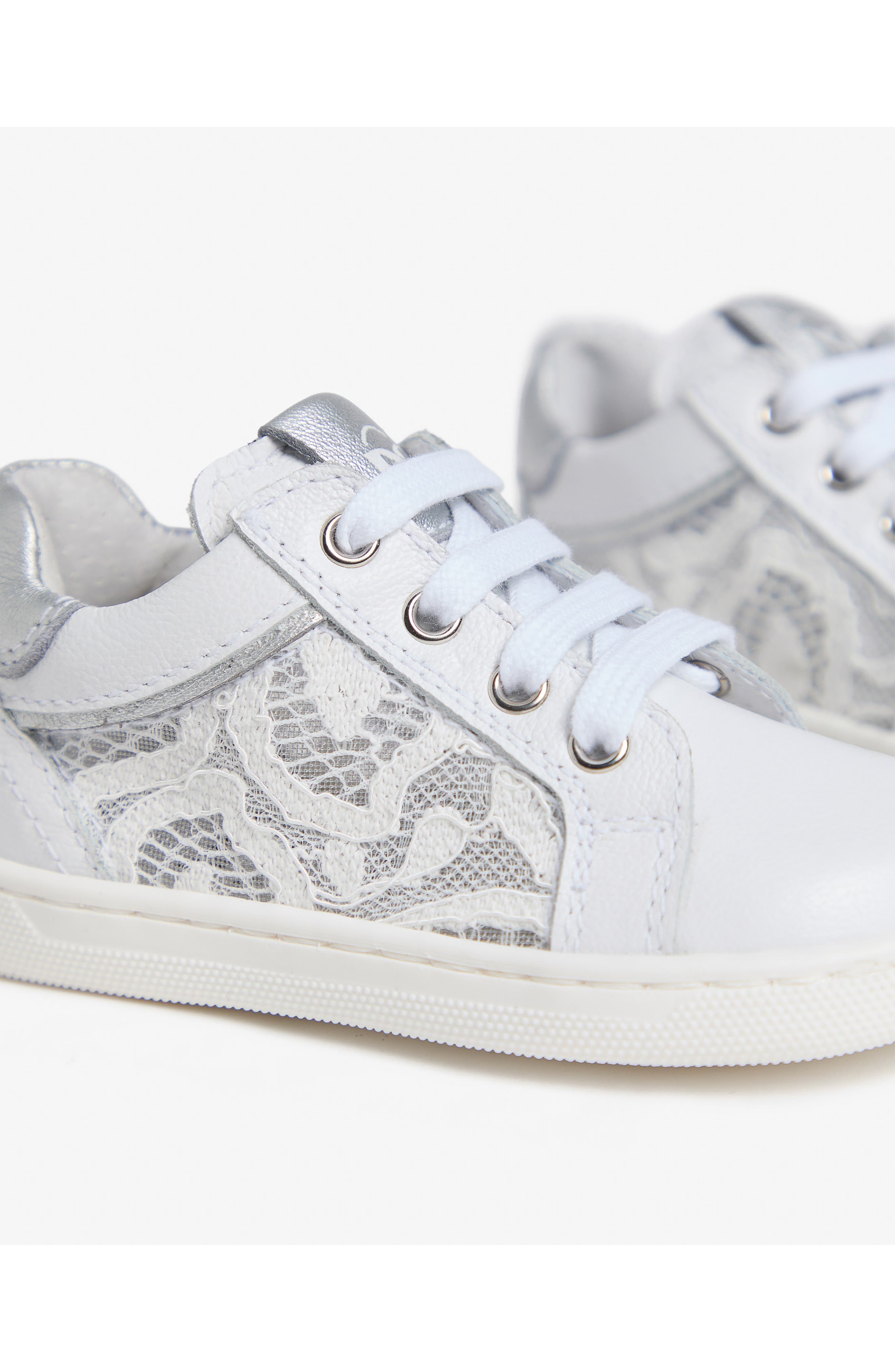 NeroGiardini Kids' Floral Mesh Sneaker, Alternate, color, White