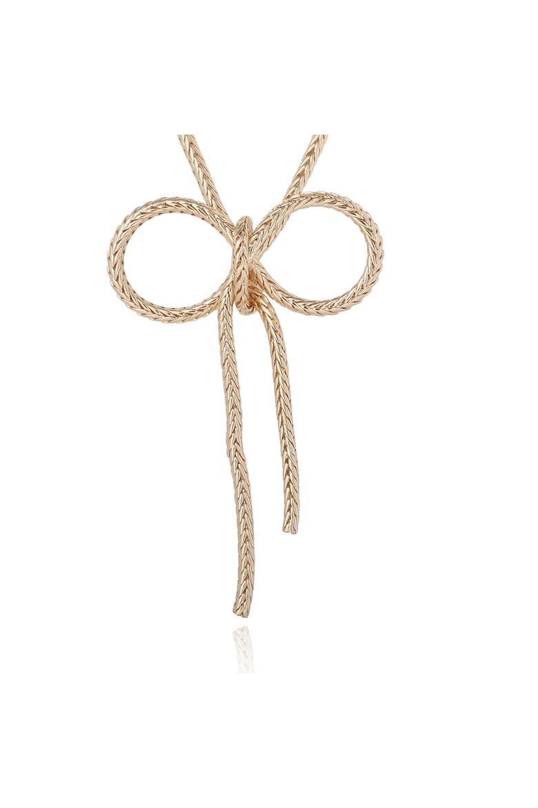 Gold Bow Pendant Chain Necklace, Alternate, color, Gold