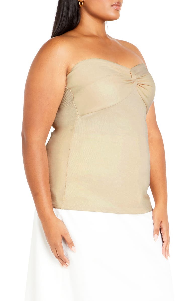 City Chic Asher Strapless Rib Top, Alternate, color, Cream
