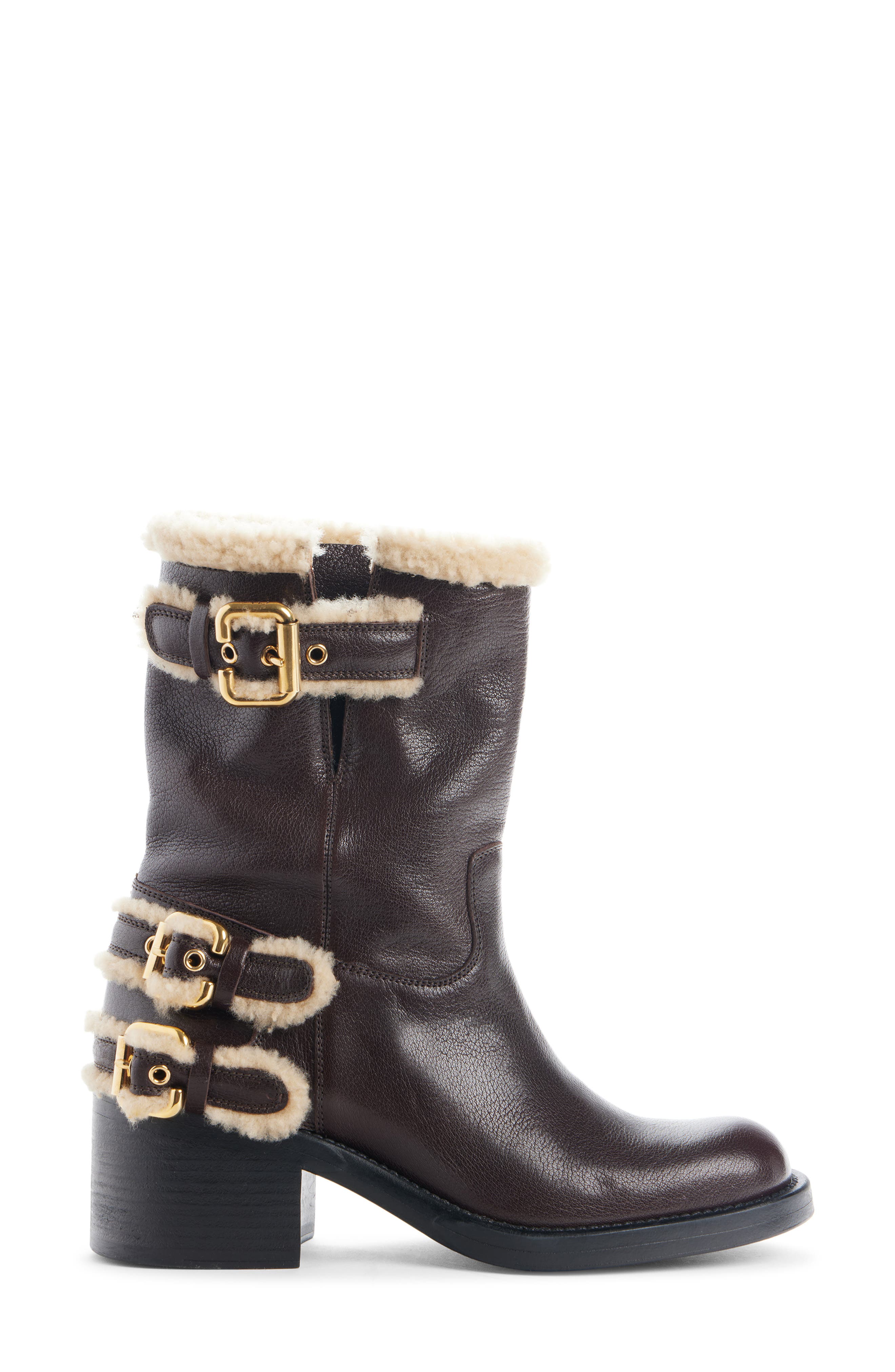 Chloé Genuine Shearling Dakota Boot, Alternate, color, Burnt Wood