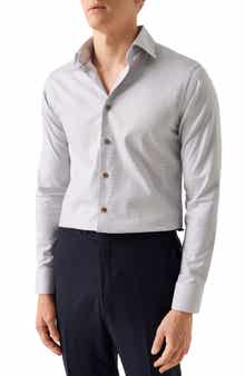 Eton Slim Fit Micropattern Stretch Cotton & Lyocell Dress Shirt