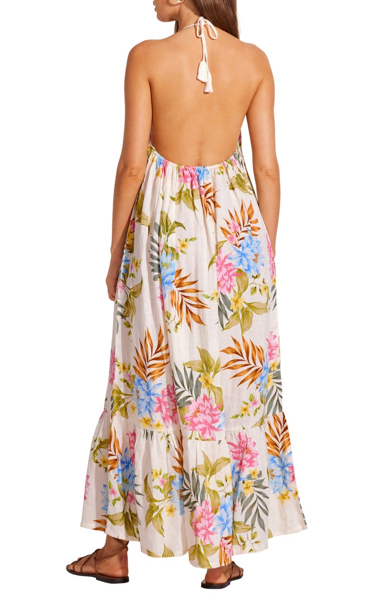 Vitamin A<sup>®</sup> Petra Floral Linen Cover-Up Maxi Dress, Alternate, color, 