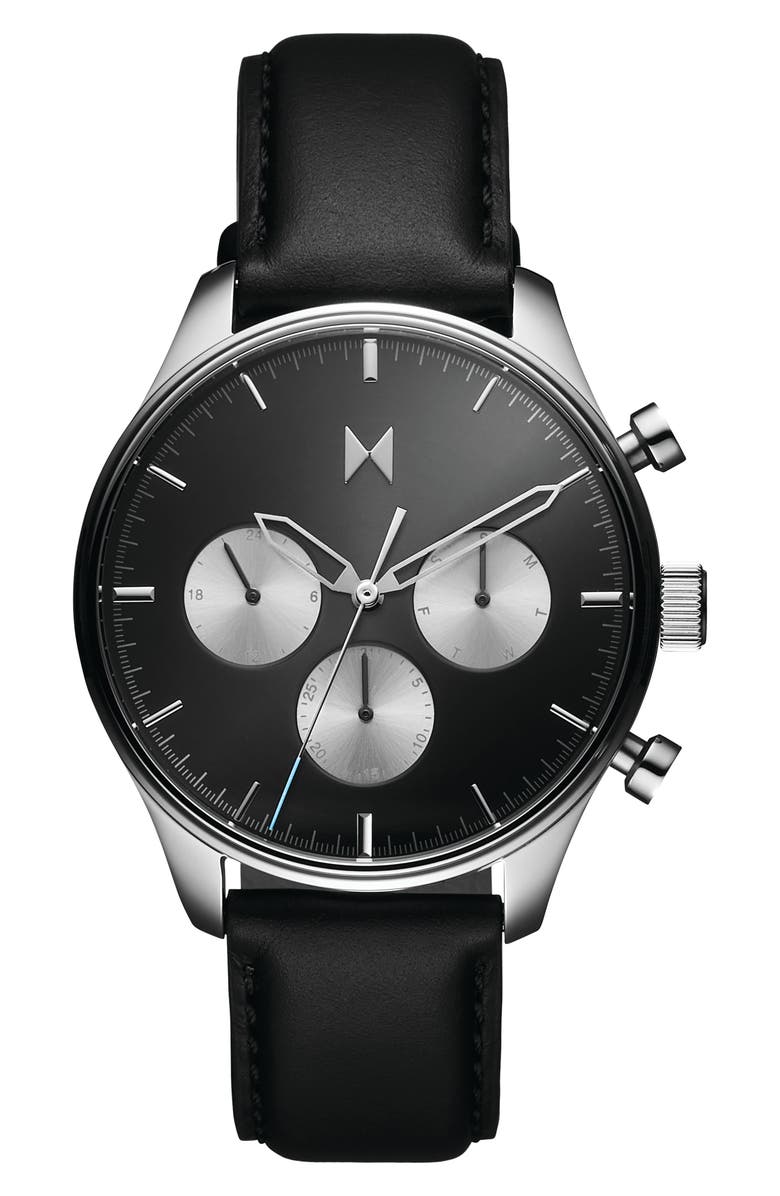 MVMT Airhawk Chronograph Leather Strap Watch, 42mm, Main, color, 