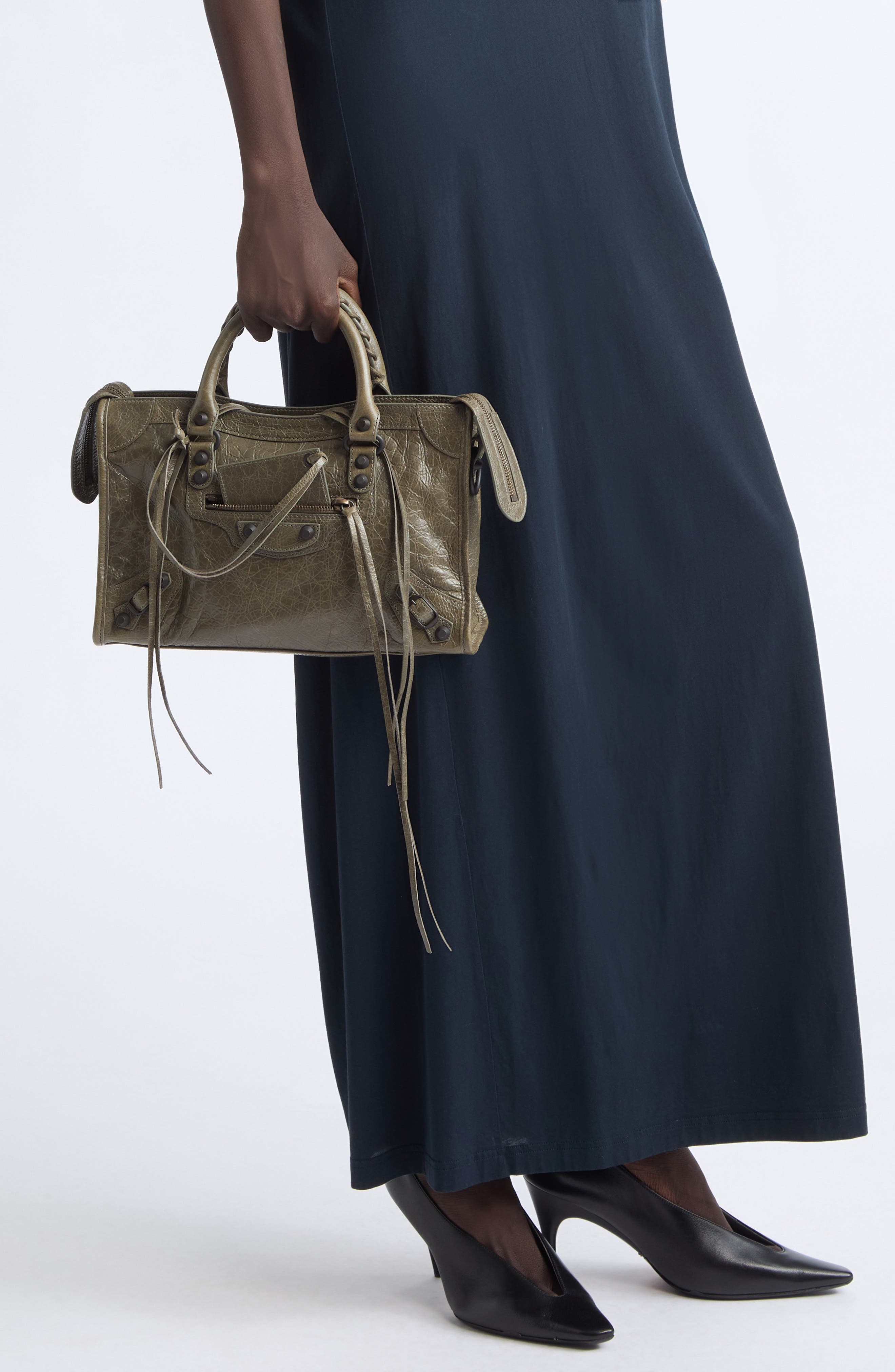 Small Le City Arena Leather Top Handle Bag, Alternate, color, 3258 ARMY GREEN