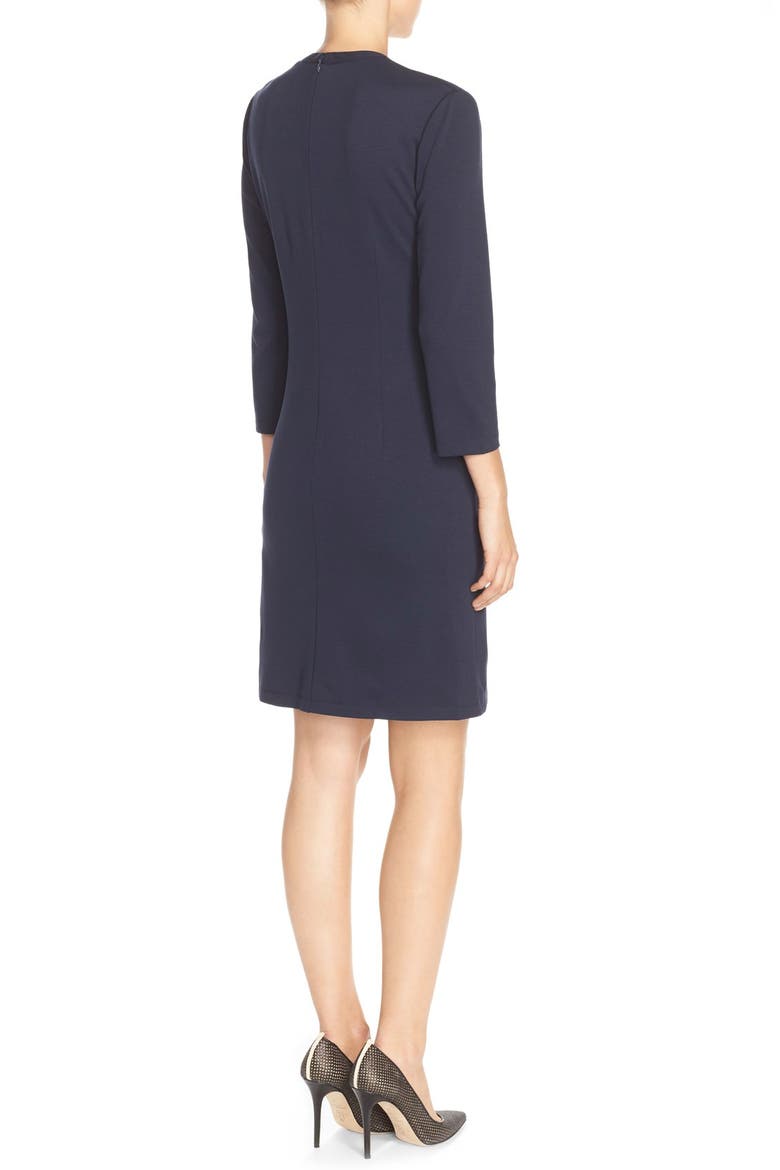 Button Pockets Ponte A-Line Dress, Alternate, color, NAVY