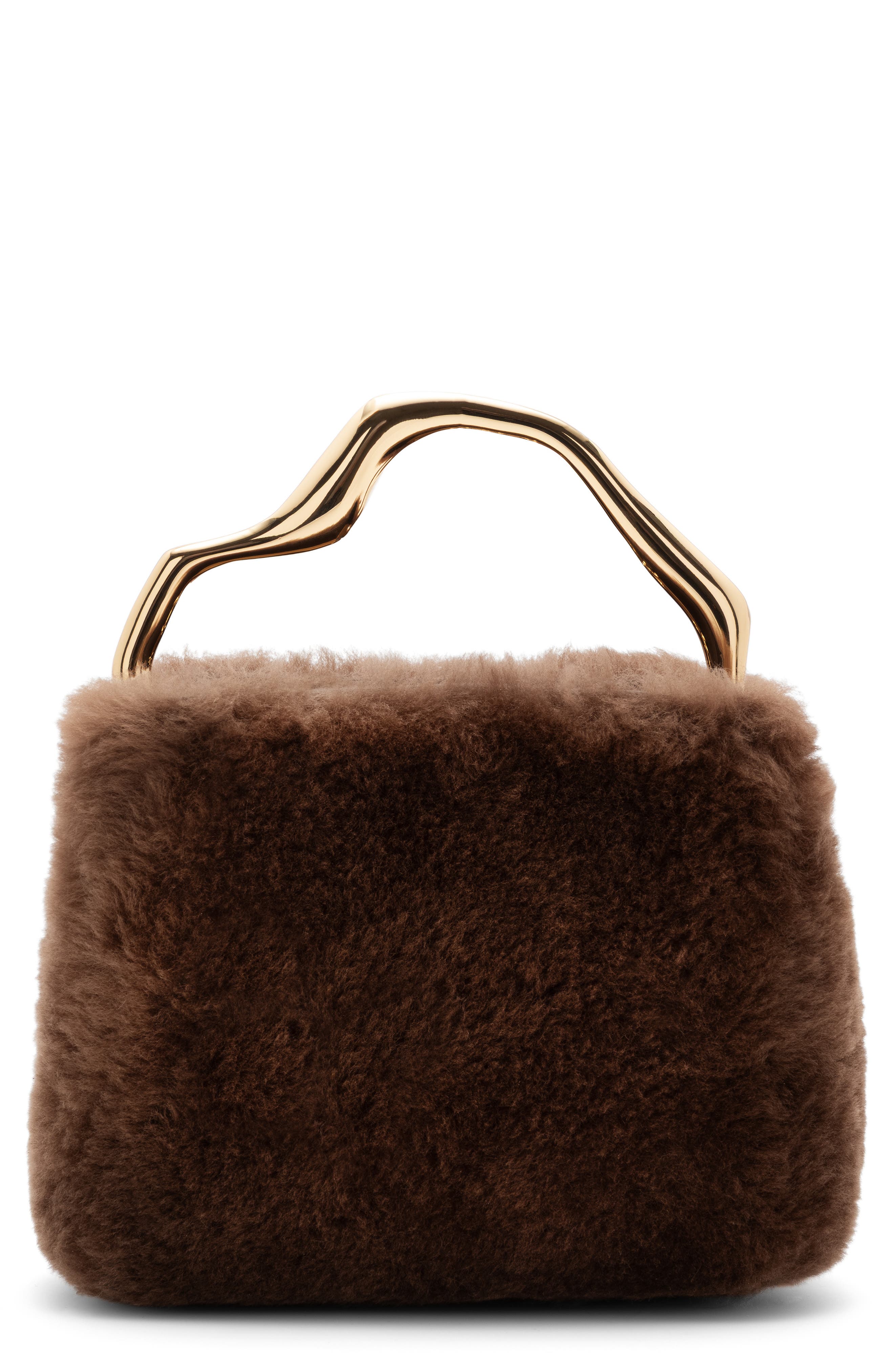 Solene Mini Shearling Top Handle Bag, Main, color, LUWAK