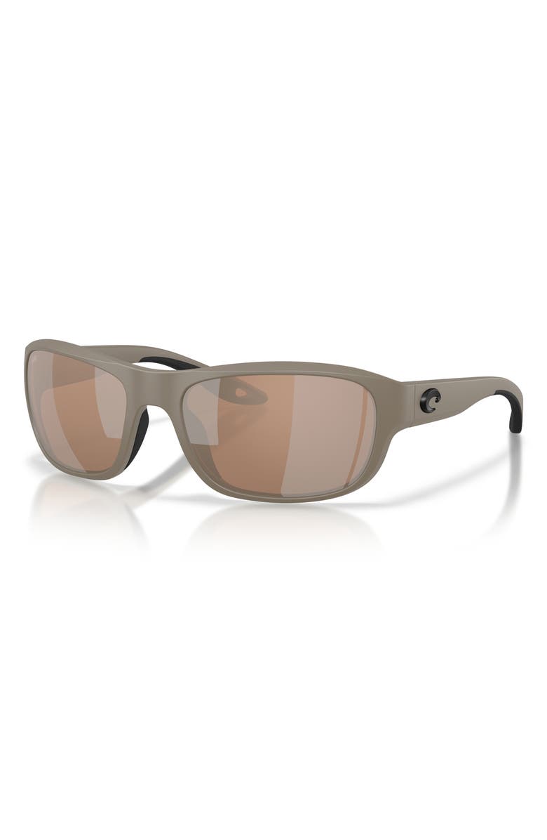 Costa Del Mar Clipperton 58mm Polarized Rectangular Sunglasses, Alternate, color, Sand / Copper Silver 580G
