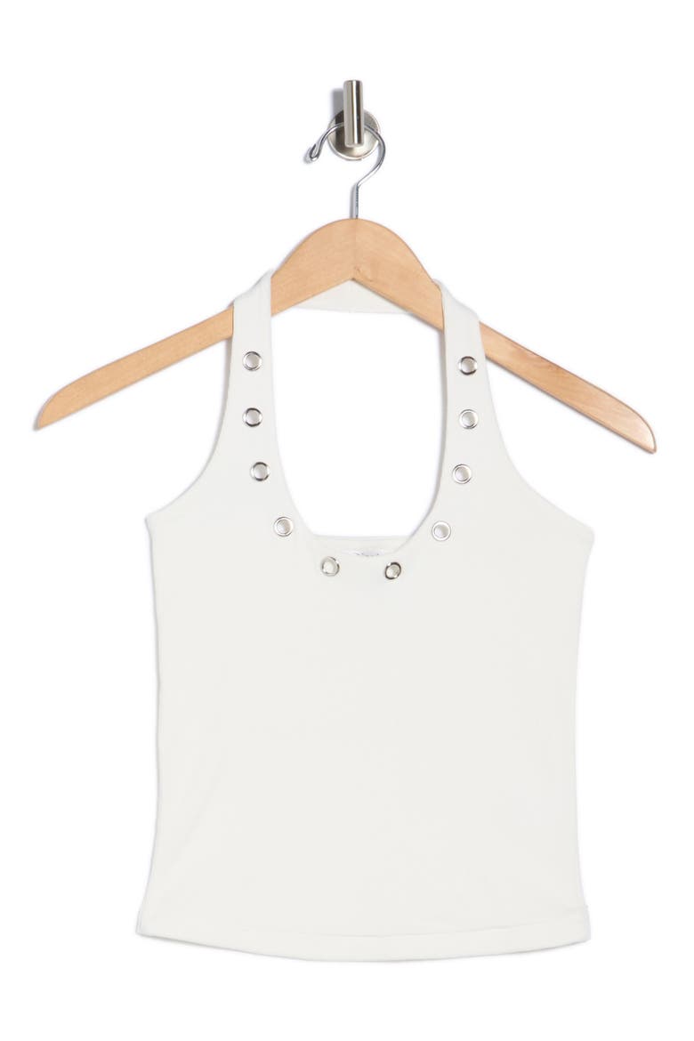 Grommet Halter Top, Alternate, color, WHITE
